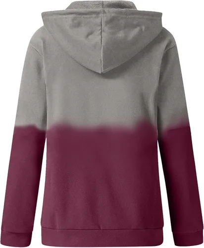 Vista 3 de Sudadera de manga larga con cuello redondo para mujer, estilo casual, holgada, con cordón, cómoda, de manga larga