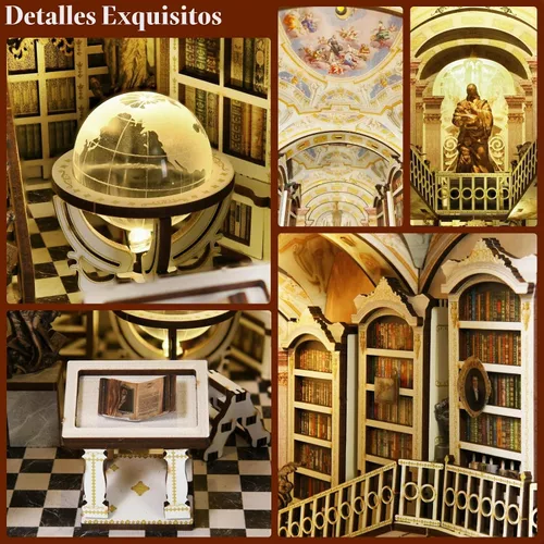 Vista 4 de CCCDF Kit de Rincón de Libros, Kit de Casa de Muñecas en Miniatura DIY, Rompecabezas de Madera 3D Sujetapuntas Inserto de Estantería Decorativo