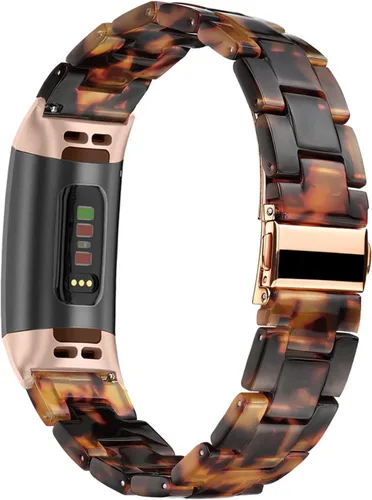 Vista 2 de Wongeto Bandas de resina compatibles con Fitbit Charge 4/Charge 3 y Charge 3 SE, accesorio de muñeca de repuesto con hebilla de oro rosa, bandas