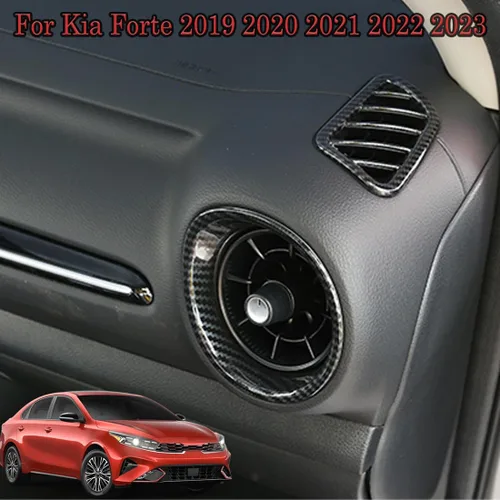 Vista 3 de MUXEE para Kia Forte 2019-2024 5PCS ABS Fibra de Carbono Centro Control Aire Acondicionado Marco Salpicadero Superior Salida de Viento Cubierta