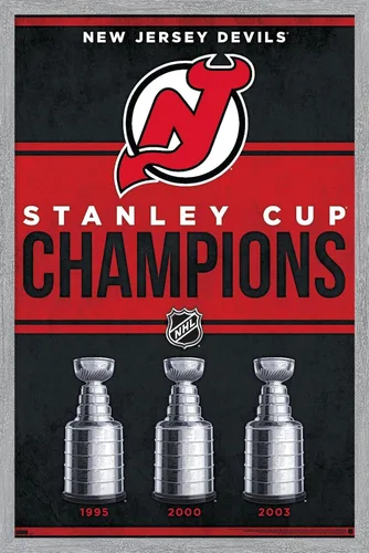Vista 13 de Trends International NHL New Jersey Devils - Póster de pared Champions 23, 14.72 x 22.37 pulgadas, versión enmarcada de madera de granero