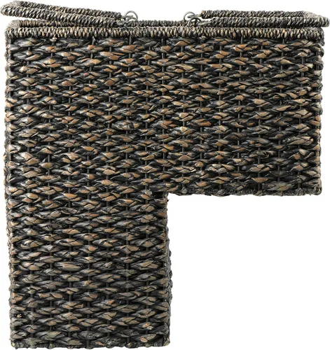 Vista 7 de Creative Co-Op Cesta de Escalera Tejida de Cuerda Bankuan con Asas, Negro