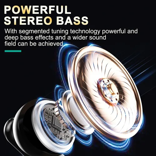 Vista 2 de Auriculares inalámbricos con cancelación de ruido, auriculares Bluetooth 5.4, sonido estéreo de graves grandes, 4 micrófonos ENC AI Clear