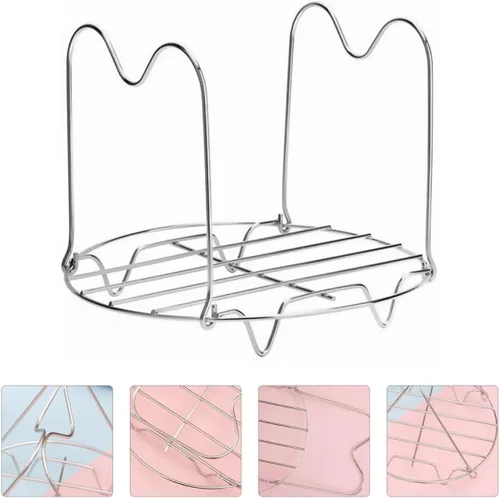 Vista 7 de Stainless Steel Steaming Rack Stand with Double Handles for Pots