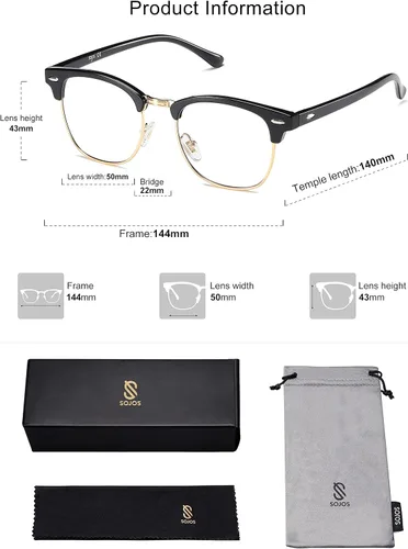 Vista 6 de SOJOS Retro Semi Rimless Blue Light Blocking Glasses Half Horn Rimmed Eyeglasses SJ5018