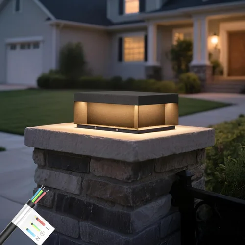 Vista 11 de MVBT Luces de poste al aire libre con cableado fijo, luces de columna de 7.9" AC100-240V, luz de pila moderna impermeable, luz de tapa de poste