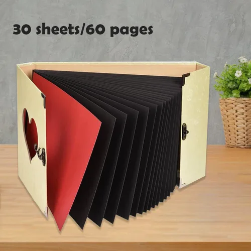 Vista 3 de AIOR Álbum de recortes de 60 páginas de tapa dura vintage con esquinas de fotos, álbum de recortes de bricolaje álbum de fotos para aniversario, día