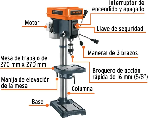 Vista 2 de Truper 16178 / TAPI-13-5/8" x 13" Prensa de taladro de piso