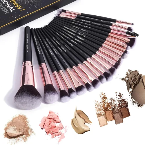 Vista 2 de Brochas de maquillaje, 20 piezas de brochas de maquillaje profesional, juego de brochas de maquillaje para base de sombra de ojos, brocha de rubor