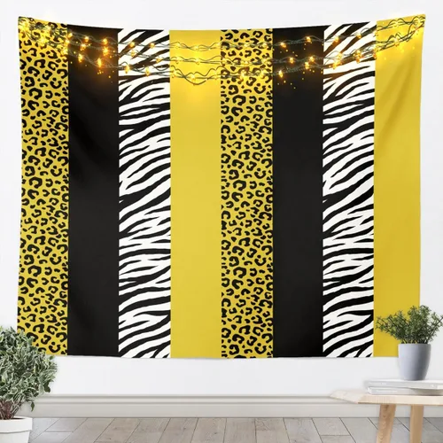 Vista 11 de Leopard Print Tapestry,Cheetah Zebra Skin Rustic Farmhouse Wall Tapestries,Girls Women Room Decor,Geometric Stripes Patchwork Chic Wall Leopard 10
