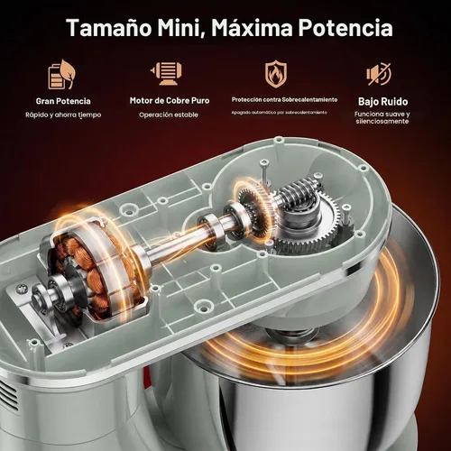 Vista 3 de Honinst Batidora eléctrica de pie 4QT, mezclador de cocina compacto de Verde