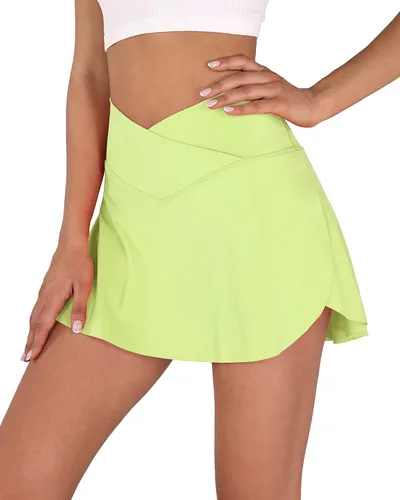 Vista 4 de ODODOS Faldas de tenis 2 en 1 para mujer con bolsillos, faldas de golf atléticas para entrenamiento casual y deportes