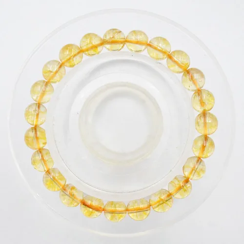 Vista 2 de AD Beads Pulsera elástica de cuentas redondas de piedras preciosas naturales, curación Reiki, 0.315 in