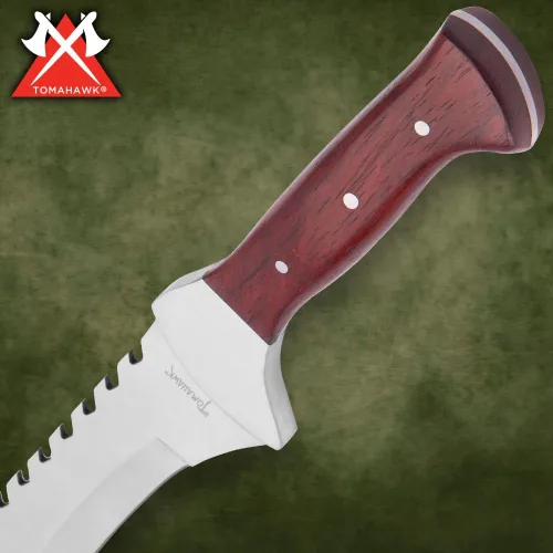 Vista 4 de Tomahawk Razorback Machete Hoja de acero inoxidable de 15 pulgadas Mango de duramen