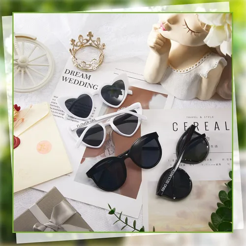 Vista 3 de Dunzy Juego de 4 gafas de sol de seguridad con portador de anillos y gafas de sol para niña de las flores, portador de anillos de boda y regalos