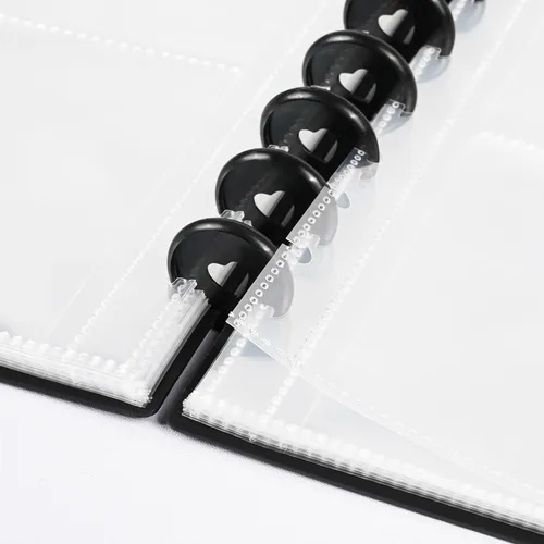 Vista 3 de Álbum de fotos de 4 x 6 pulgadas, fundas para libros con capacidad para 120 fotos horizontales, álbumes de fotos de bricolaje con 30 páginas Negro