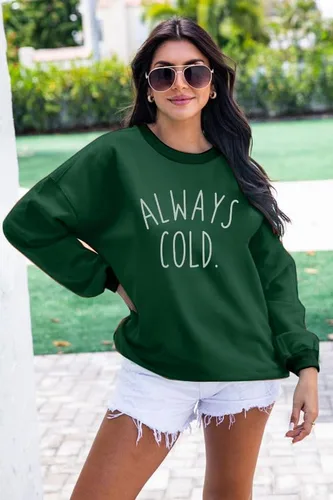 Vista 2 de JINTING Always Cold - Sudadera de gran tamaño para mujer, con cuello redondo, ligera, de manga larga
