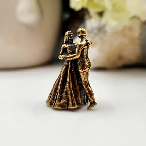 Vista 7 de Escultura en miniatura de pareja bailarina, hecha a mano, de latón, coleccionable, elegante, de pie