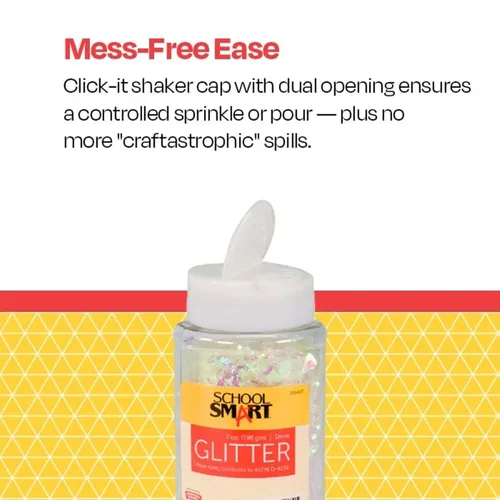 Vista 4 de School Smart Craft Glitter, frasco de 7 onzas, nieve