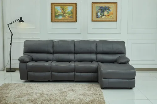 Vista 2 de Betsy Furniture Microfibra Gris Modular Reclinable Seccional 8007 (Gris, Asiento Extra)