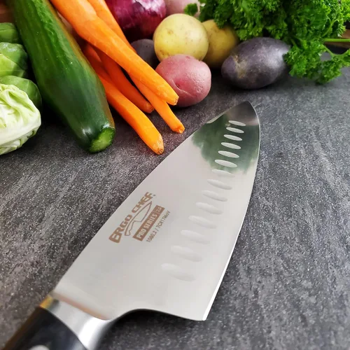 Vista 5 de Ergo Chef Pro Series 2.0 - Cuchillo de chef de 8 pulgadas, hoja de acero inoxidable forjado de alto carbono 7Cr17MoV con mango ergonómico de madera