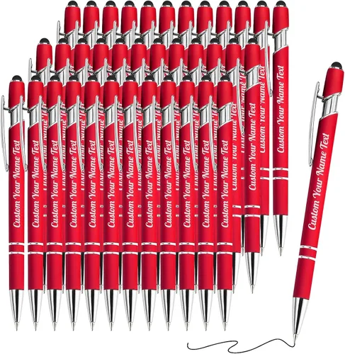 Vista 28 de 12 unidades de bolígrafos personalizados a granel con nombre grabado gratis, bolígrafos de bola personalizados con lápiz óptico, mensaje de texto