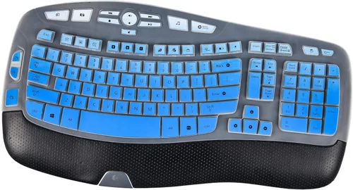 Vista 7 de Funda protectora para teclado Logitech K350 MK570 MK550, vinilo adhesivo para teclado Logitech K350 MK550 MK570, funda protectora de onda Negro