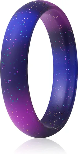 Vista 12 de ThunderFit Anillos de aniversario de silicona para mujer, 5.5 mm de ancho, 2 mm de grosor, bandas de goma de boda, paquete múltiple variado 1-12