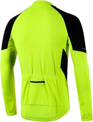 Vista 5 de BERGRISAR Camisetas básicas de ciclismo para hombre, manga larga, camisa de bicicleta con bolsillos con cremallera BG012