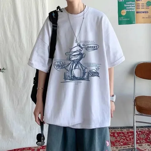 Vista 4 de CYee Mens Y2K Cartoon Print Oversized T-Shirt Grunge Hip-hop Indie Sweatshirt Goth Harajuku Alt Streetwear