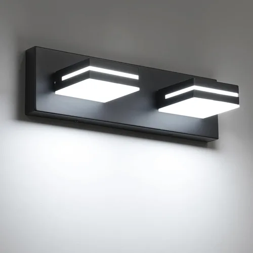 Vista 38 de SineRise - Moderna lámpara LED para tocador de baño (2 luces, 39.4 cm, regulable), iluminación de pared de baño moderna de acrílico cepillado sobre