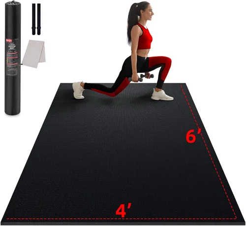 Vista 13 de GymCope - Alfombra grande para entrenar en casa, 12 x 6 pies, 10 x 6 pies, 9 x 6 pies, 8 x 6 pies, 7 x 5 pies, 6 x 4 pies, extragrueso, alfombra