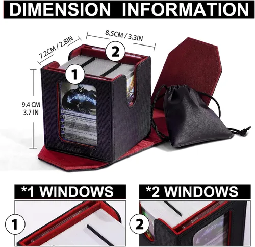 Vista 5 de Caja de almacenamiento de mazos Scimi Commander con pantalla doble — Diseño patentado con capacidad para 130 cartas de manga doble/100 cartas