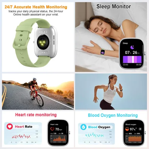 Vista 4 de Reloj inteligente para hombres y mujeres, reloj inteligente con pantalla HD de 1.91 pulgadas (respuesta/hacer llamadas), monitor de ritmo cardíaco