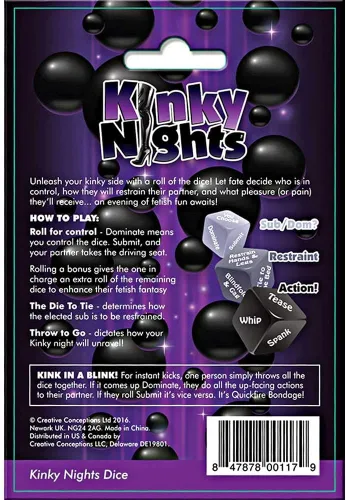 Vista 4 de Creative Conceptions Kinky Night Juego de dados para parejas para adultos. Escenarios estimulantes para tu cita nocturna, se burlan y juegan juntos
