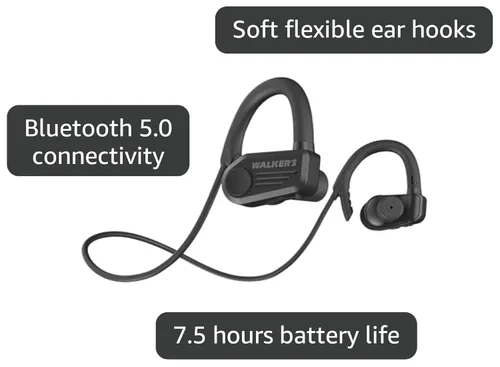 Vista 3 de Walker's Orejeras de Tiro y Protección Auditiva Deportiva, Bluetooth Electrónico Recargable, ATACS, Auriculares Inalámbricos