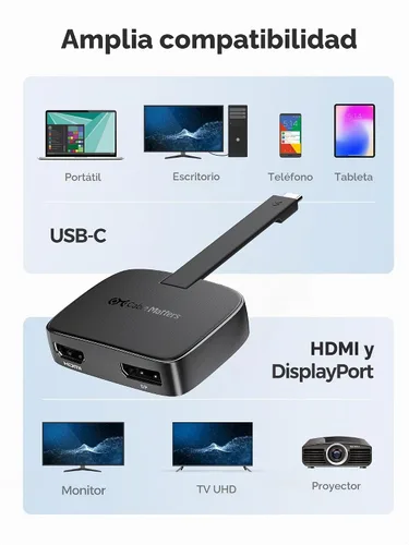 Vista 6 de Cable Matters Adaptador portátil USB C a HDMI y DisplayPort