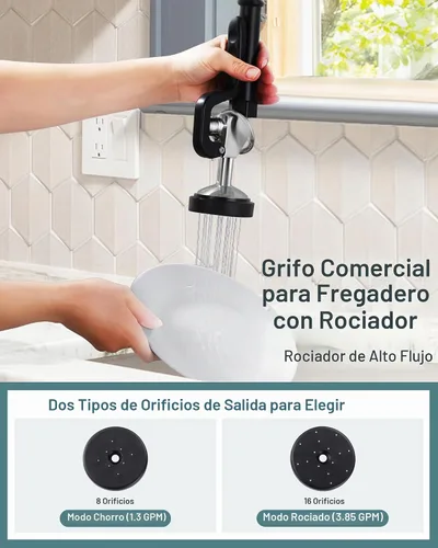 Vista 5 de ALEASHA Grifo de fregadero comercial de 21" para montaje en pared con Níquel cepillado