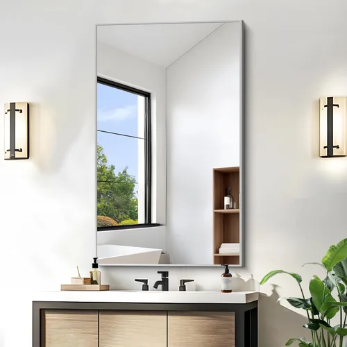 Vista 50 de KOCUUY Espejo de baño negro, espejo rectangular de 24 x 18 pulgadas para sobre el fregadero, espejo de pared decorativo moderno para dormitorio