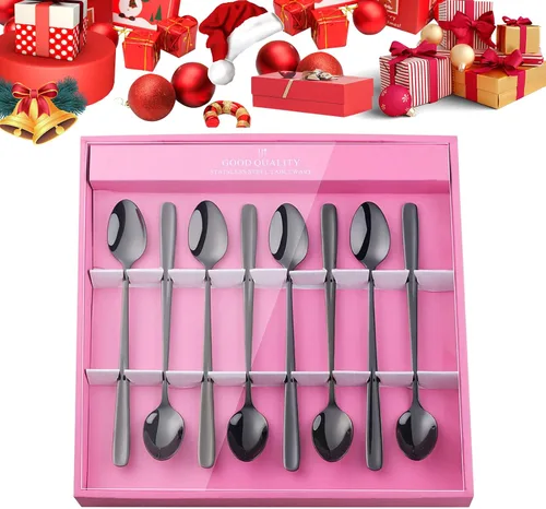 Vista 25 de YDware - Juego de cucharas de té helado de mango largo, cucharas doradas de cambio gradual de 7.87 pulgadas, cucharas de cóctel de acero inoxidable