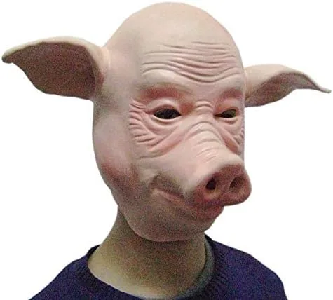 Vista 3 de Máscaras de Halloween aterradoras para adultos, hombres y mujeres, máscara de cabeza de cerdo, fiesta de Halloween, cosplay, disfraces, máscara