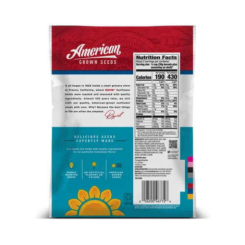Vista 2 de DAVID Seeds Semillas de girasol gigantes tostadas y saladas, aptas para dieta cetogénica, 5.25 onzas