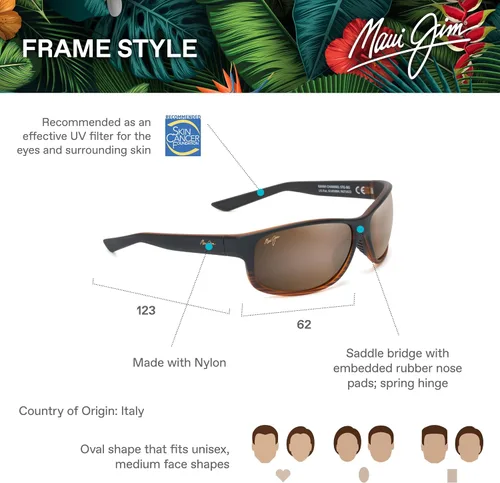 Vista 6 de Maui Jim Kaiwi Channel - Gafas de sol deportivas patentadas con lentes Polarizedplus2