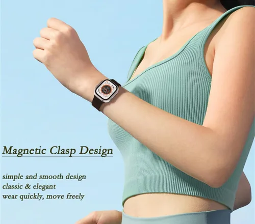 Vista 6 de Banda magnética compatible con Apple Watch de 38mm 40mm 41mm 42mm 44mm 45mm 46mm 49mm, mujeres y hombres, correa deportiva de silicona compatible