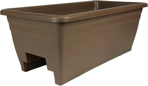 Vista 8 de The HC Companies Caja de Plantación para Barandilla de Cubierta con Tapones de Drenaje Removibles - Caja de Flores de Plástico Liviana y Resistente