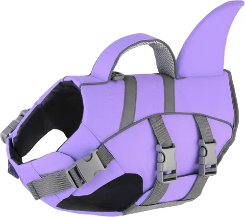 Vista 12 de Dogcheer Chaleco salvavidas para perro, tiburón, chaleco salvavidas reflectante para nadar en barco, chaleco de natación ajustable para cachorros