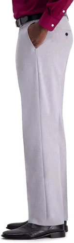 Vista 3 de Haggar Mens Classic Fit Flat Front Flex Waistband Stretch Dress Pant