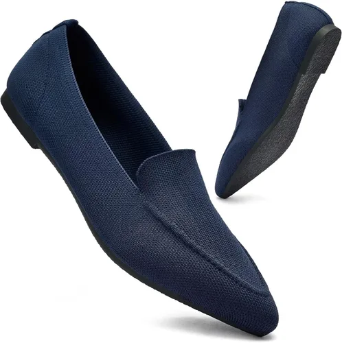 Vista 7 de Wryweir Zapatos de vestir de punto para mujer, zapatos de vestir para mujer, zapatos de ballet para mujer, zapatos clásicos suaves de cuña baja