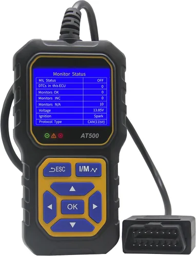 Vista 9 de Lector de código de escáner OBD2 para automóvil AT500, lector de código de falla del motor, escáner de luz, voltímetro automático, herramienta