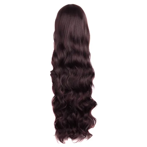 Vista 4 de MapofBeauty - Peluca de pelo largo y rizado ideal para disfraz, de 32 pulgadas (80 cm) color castaño oscuro.